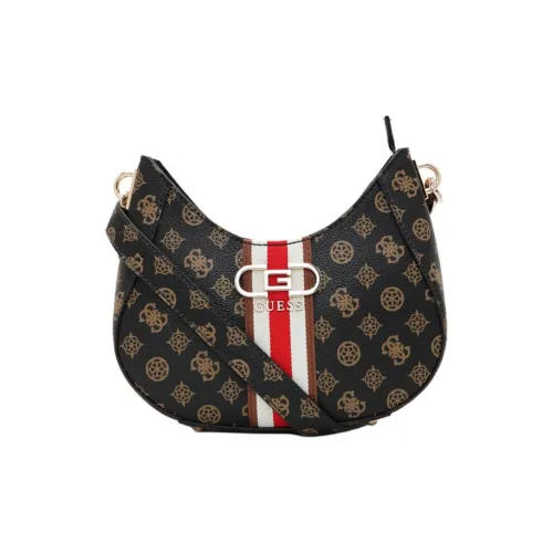 GUESS Artificial Leather Crescent Bag Crossbody Bag Shoulder Bag Medium Size Women's Black Brown