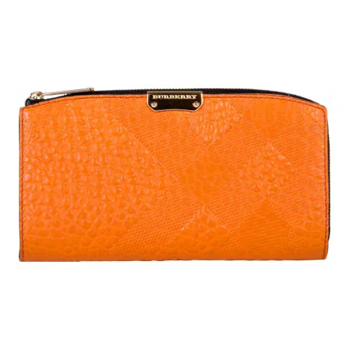 Burberry Calfskin Wallet Women's Pink Orange