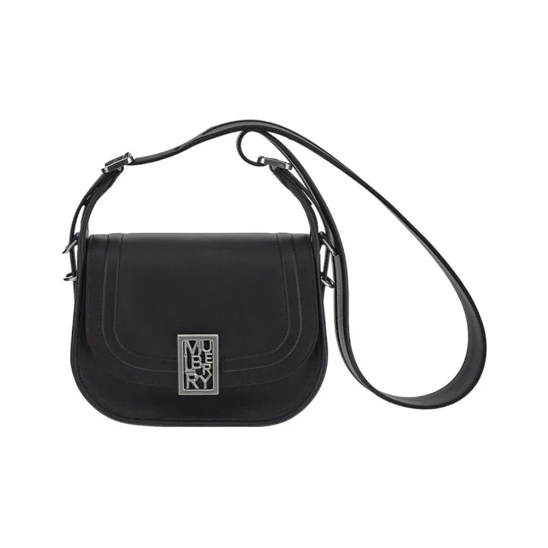 Mulberry Cow Leather Briefcase Crossbody Bag Shoulder Bag Women's Black-0