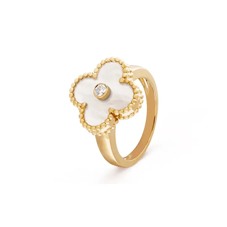 Van Cleef & Arpels 2010s Pre owned 18K Yellow Gold Alhambra Diamond Ring-0