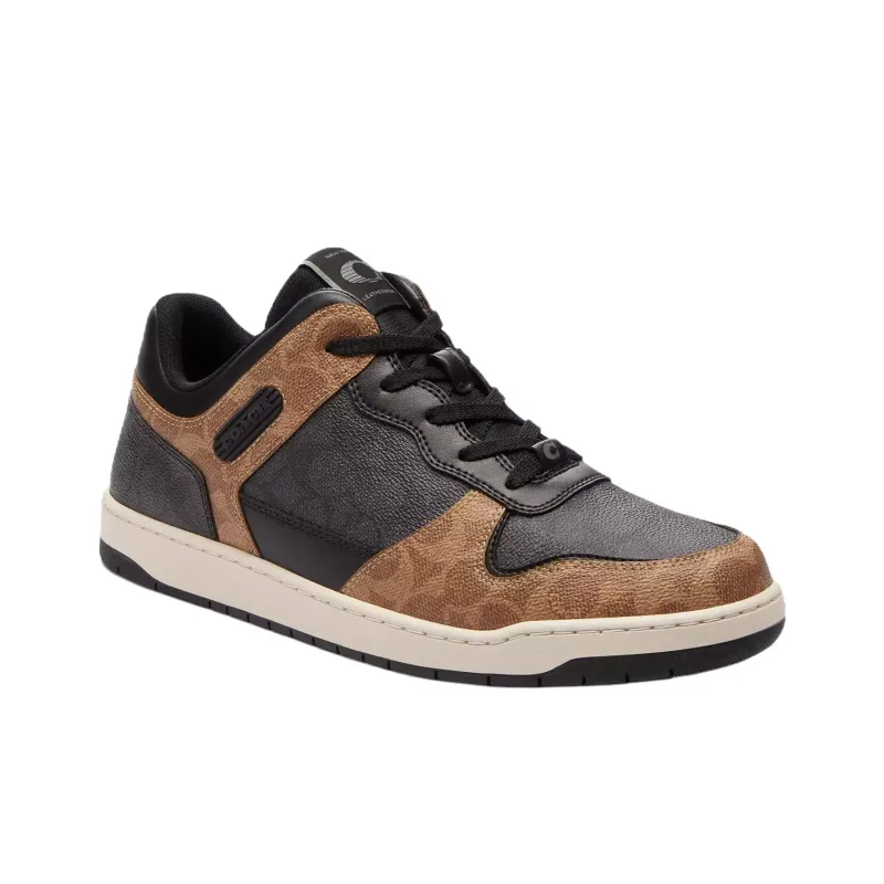 COACH Low Top Skateboard Shoes Men's Brown Black-2