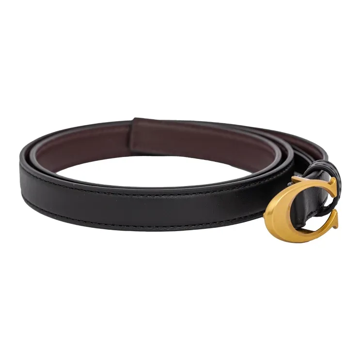 COACH Cow Leather Leather Belts Women's Black Width 1.8cm-1