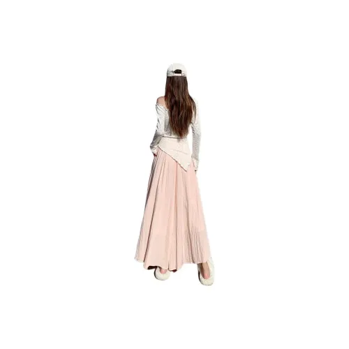 FHMY Casual Long Skirts Women's Dusty Pink