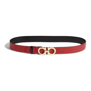 FERRAGAMO Cow Leather Belts Women's Red Width 3.5cm