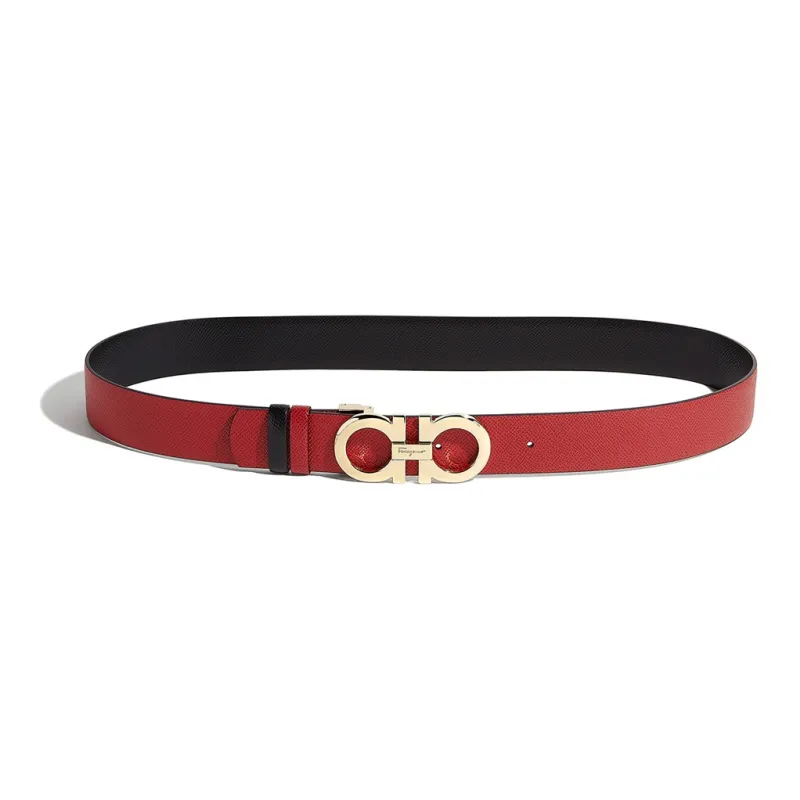 FERRAGAMO Cow Leather Belts Women's Red Width 3.5cm-0