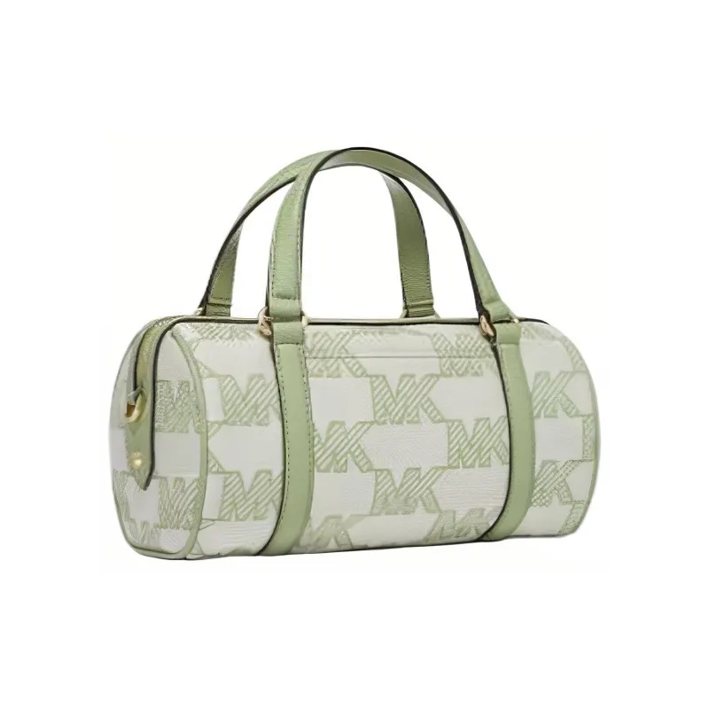 MICHAEL KORS Fabric+Artificial Leather Boston Bag, Shoulder Bag, Crossbody Bag, Handbag Medium Size Women's Green-1