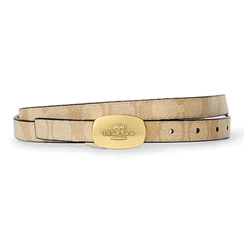 COACH PU Cow Leather Leather Belts Unisex Gold 1.8CM-1
