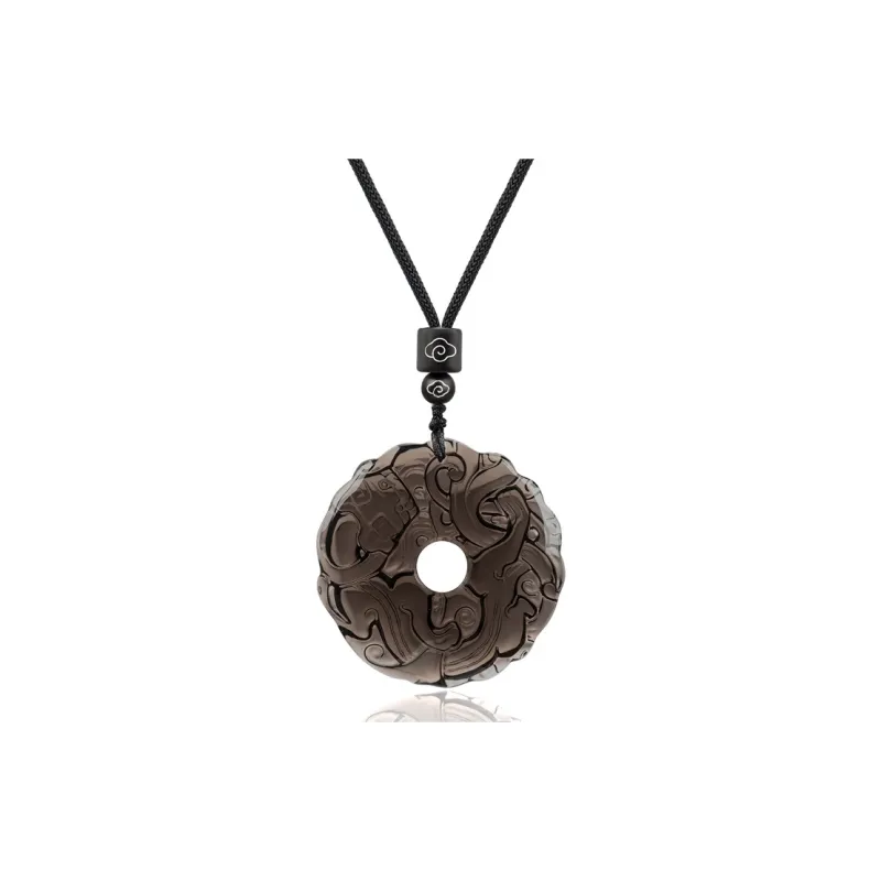 SIMPLE JOYS Obsidian Peace Buckle Pendant Hand Woven Sweater Chain Unisex-3