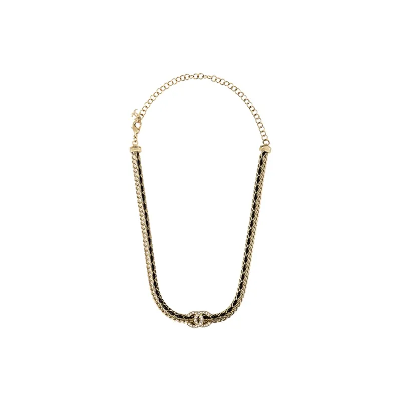 CHANEL Lambskin Necklaces Women's Black/Gold-2