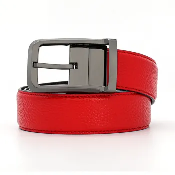 SHERIDan Zodiac Year Open Red Business Pin Buckle Cow Leather Belt Men's Red Width 3.5CM