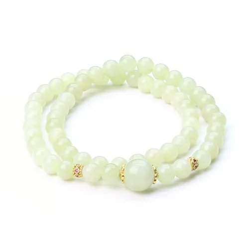 Qianyudian Hetian Jade Bracelets Unisex Light Yellow