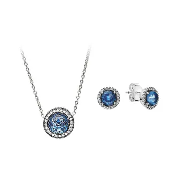 Pandora 925 Sterling Silver Necklace & Stud Earrings Set Women's Silver