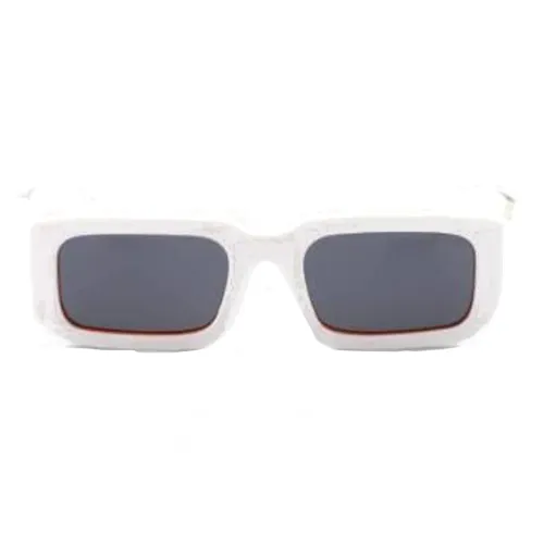 PRADA Acetate Irregular Shape Sunglasses Men's White