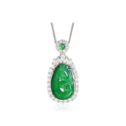 Cuiya Golden Building Jadeite Necklaces Unisex