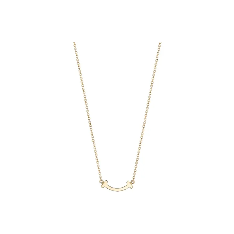 TIFFANY & CO. 2010s 18kt Rose Gold T Smile Mini Diamond Pendant Necklace-1