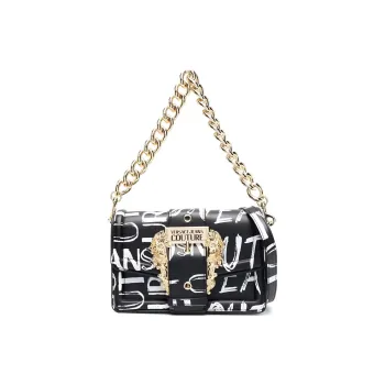 VERSACE JEANS COUTURE Polyurethane Messenger Bag, Portable Crossbody Bag, Shoulder Bag Trumpets Women's Black