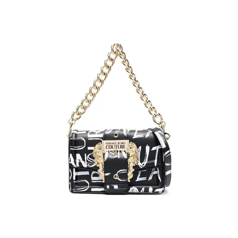 VERSACE JEANS COUTURE Polyurethane Messenger Bag, Portable Crossbody Bag, Shoulder Bag Trumpets Women's Black-0