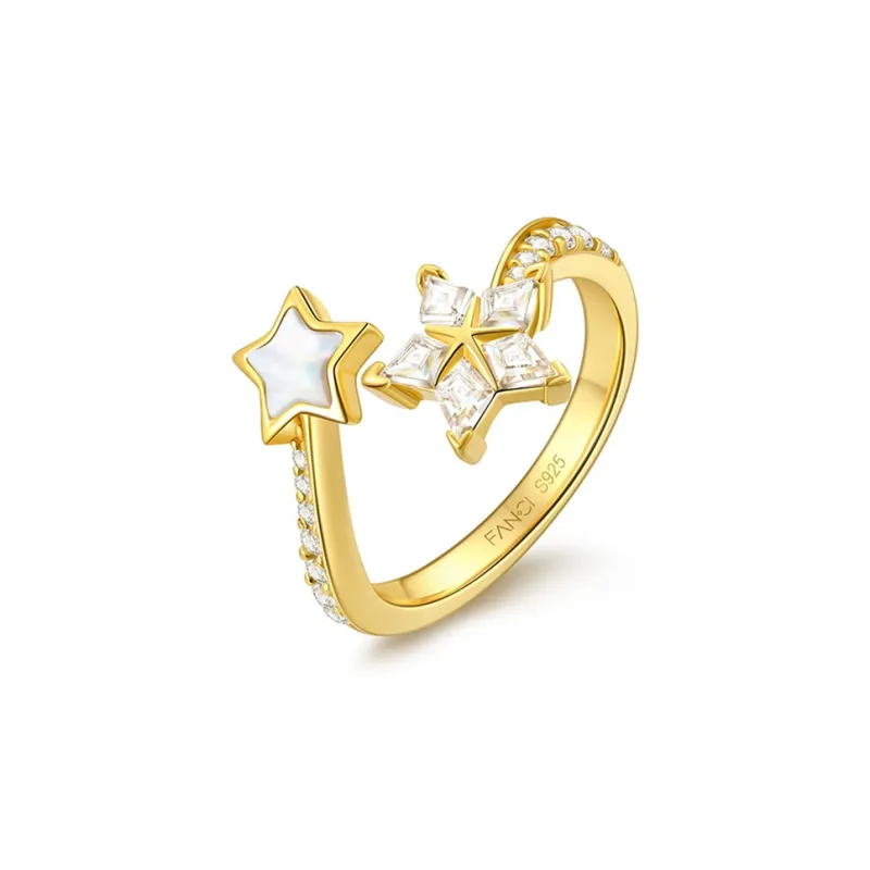 FANCI S925 Silver Inlaid Oyster Rings Women's-0