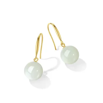 Worship 925 Sterling Silver Hetian Jade Earrings Women's Yellow Green