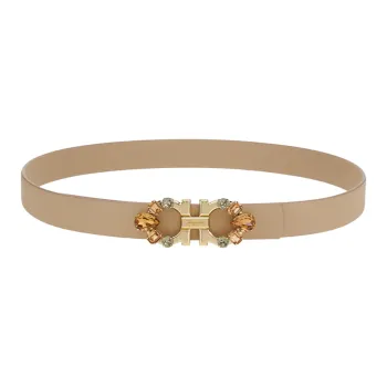 Ferragamo Gancini Leather Belts Women's Elephant Gray