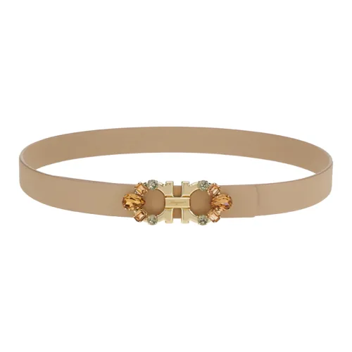 Ferragamo Gancini Leather Belts Women's Elephant Gray