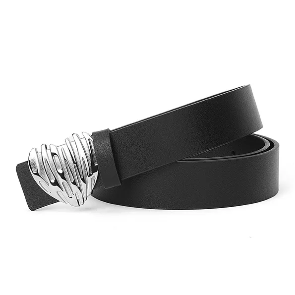 BABAMA Heart Shaped Plate Buckle Leather Belts Unisex-2