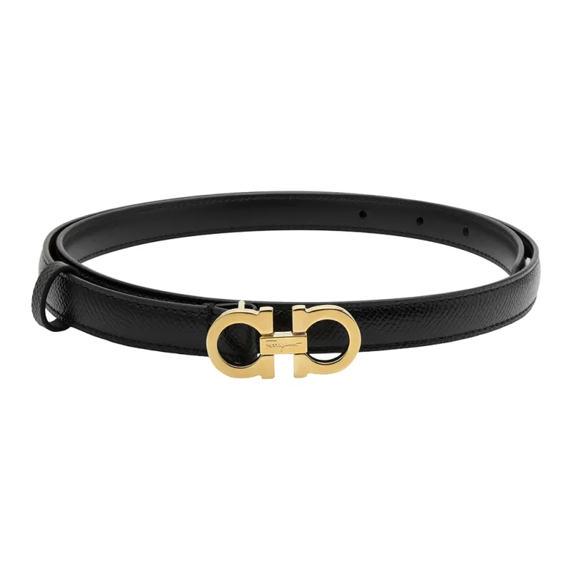 FERRAGAMO Cow Leather Leather Belts Women's Black Width  1.5cm-4