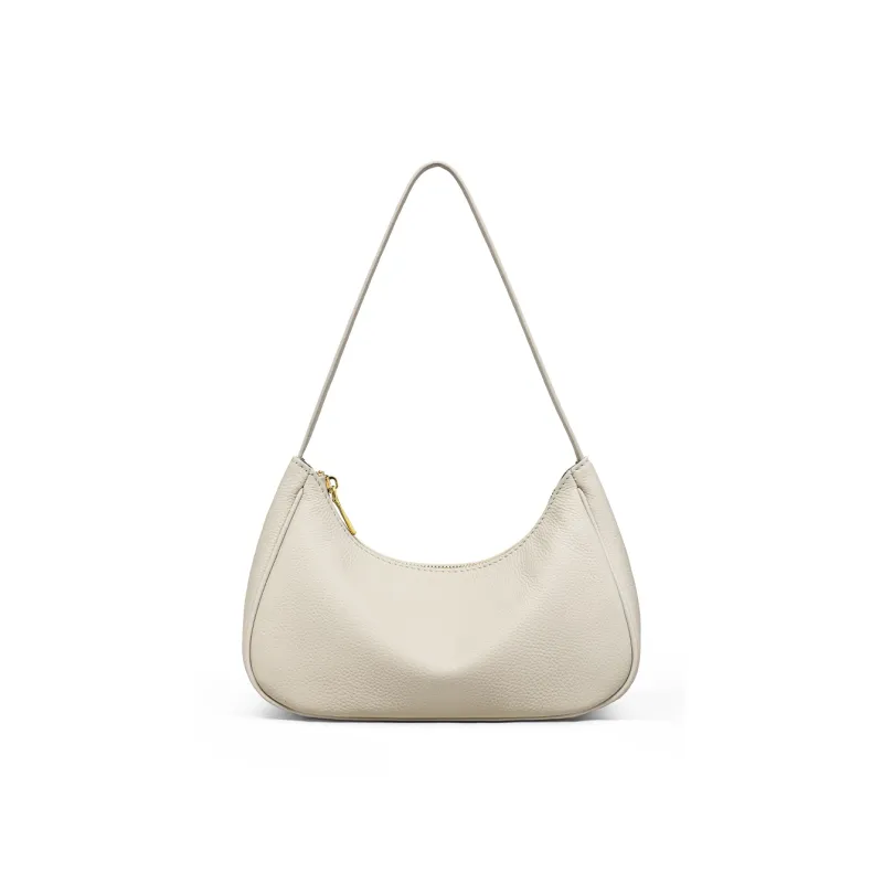 MILLIE'S Cow Leather With Synthetic Leather Handbag, Shoulder Bag Baguette Bag Regular Women's White-1