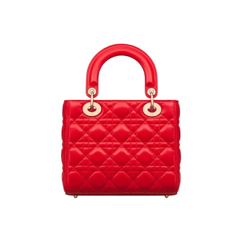 DIOR Lady DiorMy ABCDior Lambskin Tote Shopping Bag Shoulder Bag Crossbody Bag Handbag Small Size Women's Bright Red-3