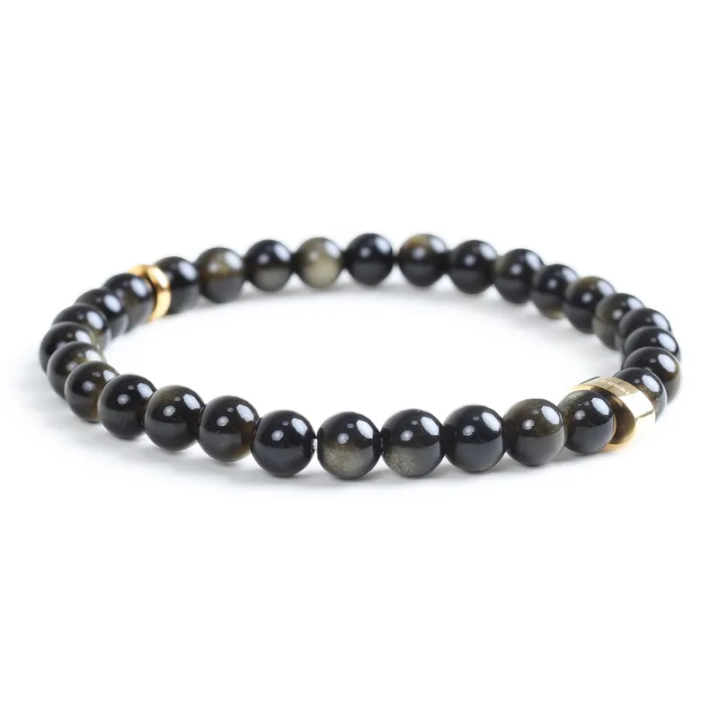 FOUNDIN Gold Sheen Obsidian Silver Sheen Obsidian Bracelets Unisex-1