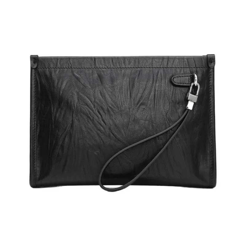 GOLDLION Cow Leather Clutch Medium Size Men's Black-3