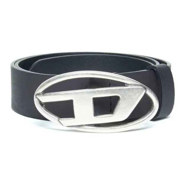 DIESEL Logo Emblem, Smooth Buckle Leather Belts Kids' White/Black-2