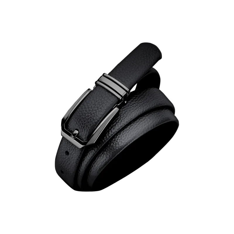WilliamPOLO Cow Leather Leather Belts Women's Gunmetal Buckle Black Strap 2.4cm Width-6