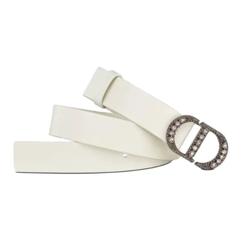 DIOR Minimalist Style Comfortable Fashion Trend Smooth Buckle Belt Women's White-1