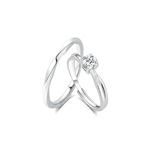 KADER 925 Sterling Silver Rings Unisex Silver White, Box Good Luck
