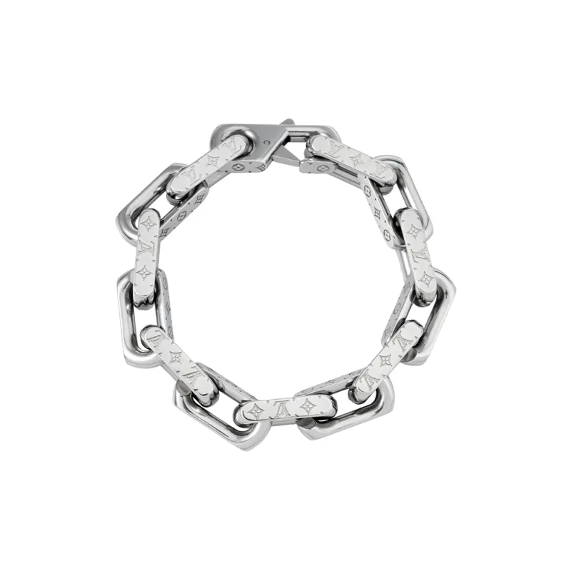 LOUIS VUITTON Chain Bracelet Engraved Monogram-0