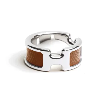 HERMES Metal Rings Unisex Gold Brown