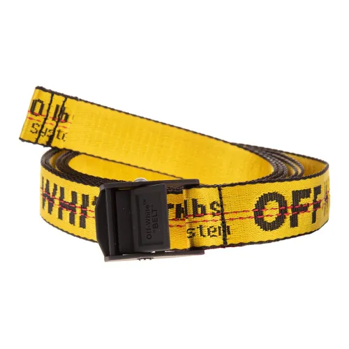 OFF-WHITE Logo Embroidery Design Smooth Buckle Polyamide Belt Women's Yellow