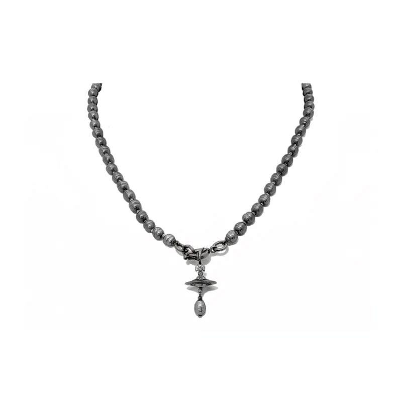 Vivienne Westwood Pearl Necklaces Unisex Gray-0