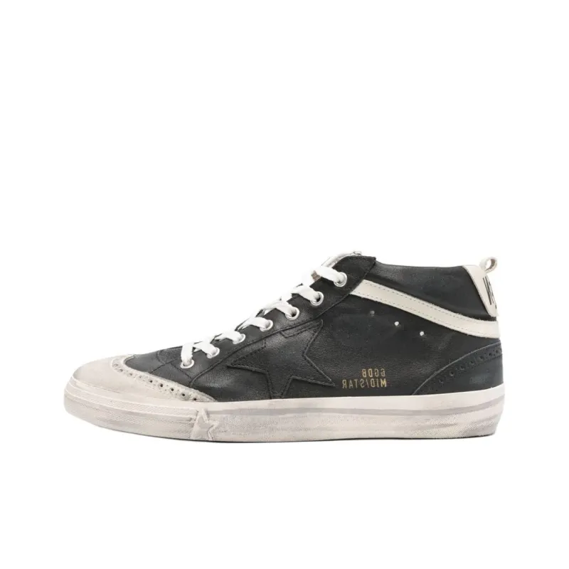 Golden Goose Mid Star Mid Top Skateboard Shoes Men's White Black-0