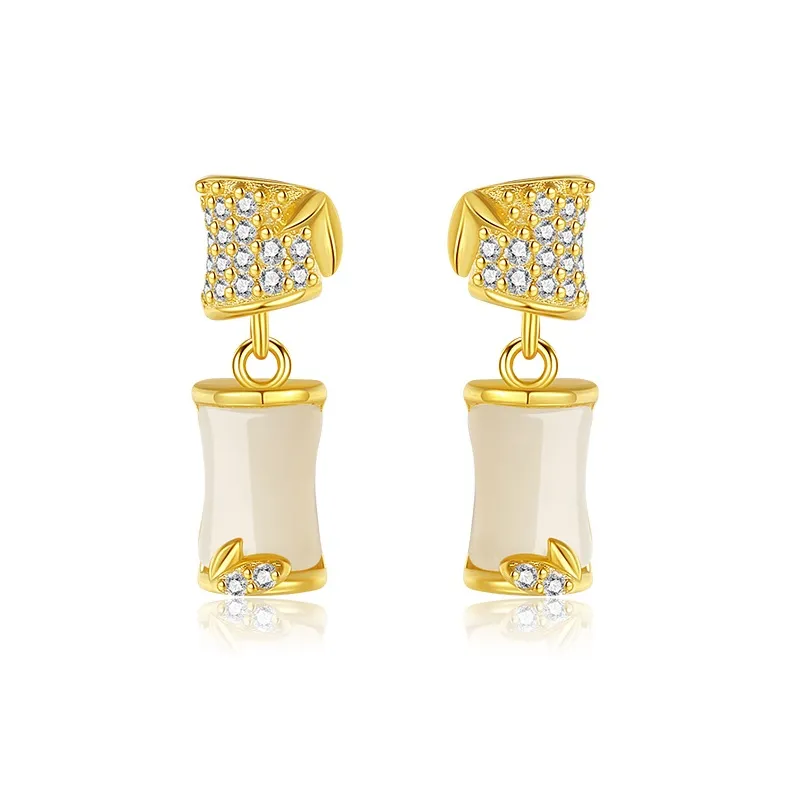 SEVEN COOK S925 Silver Hetian Jade Ear Stud Women's-0
