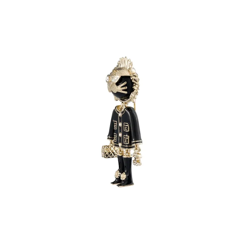 CHANEL 2022 Gold Plated And Enamel Lion Cc Brooch Costume Brooch-1