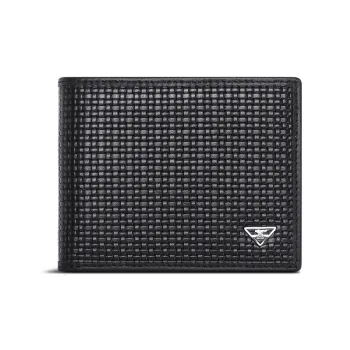 SEPTWOLVES Top Grain Cow Leather Wallet With Coin Purse Men's Black