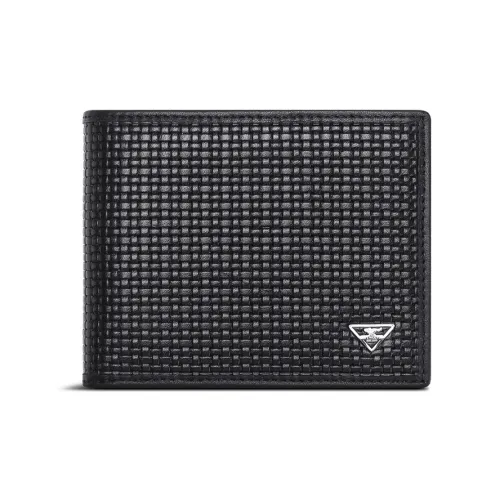 SEPTWOLVES Top Grain Cow Leather Wallet With Coin Purse Men's Black