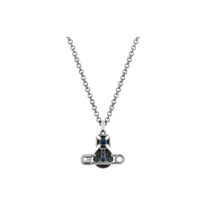 Vivienne Westwood KITTY NECKLACE Crystal Necklaces Men's Gunmetal Gray-0