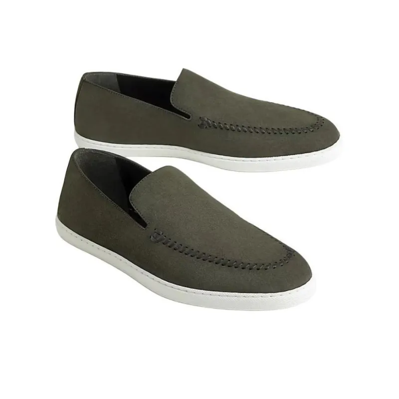 HERMES Mocassins Julian Casual Shoes Men's Green-3