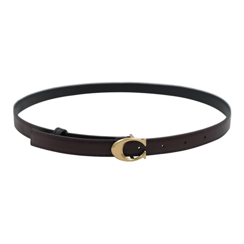 COACH Cow Leather Leather Belts Women's Black Width 1.8cm-4