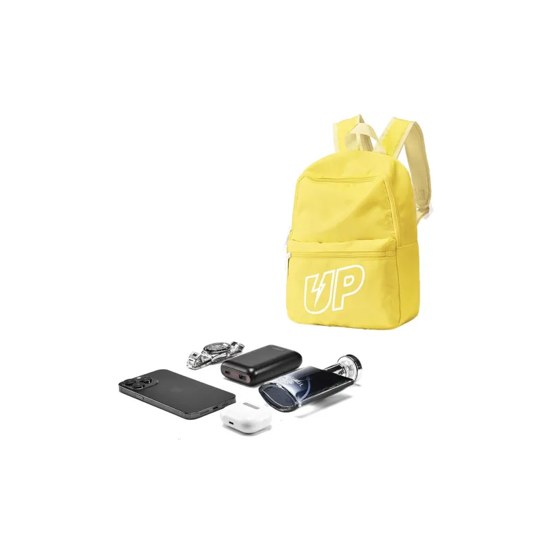 TURN UP Polyester Students Backpack Trumpets Unisex Beige Yellow-4