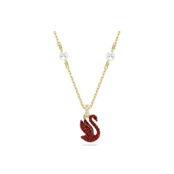 Swarovski Faux Crystal Gold Tone Plated Pearl Necklaces Women's Gold/Red