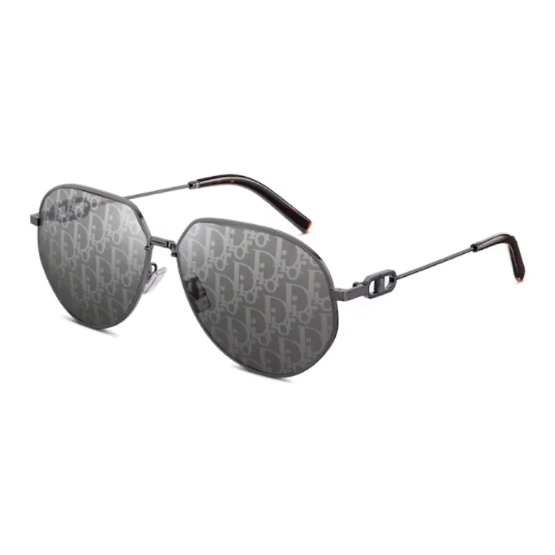 DIOR Acetate Metal Irregular Shape Sunglasses Men's Gray-0